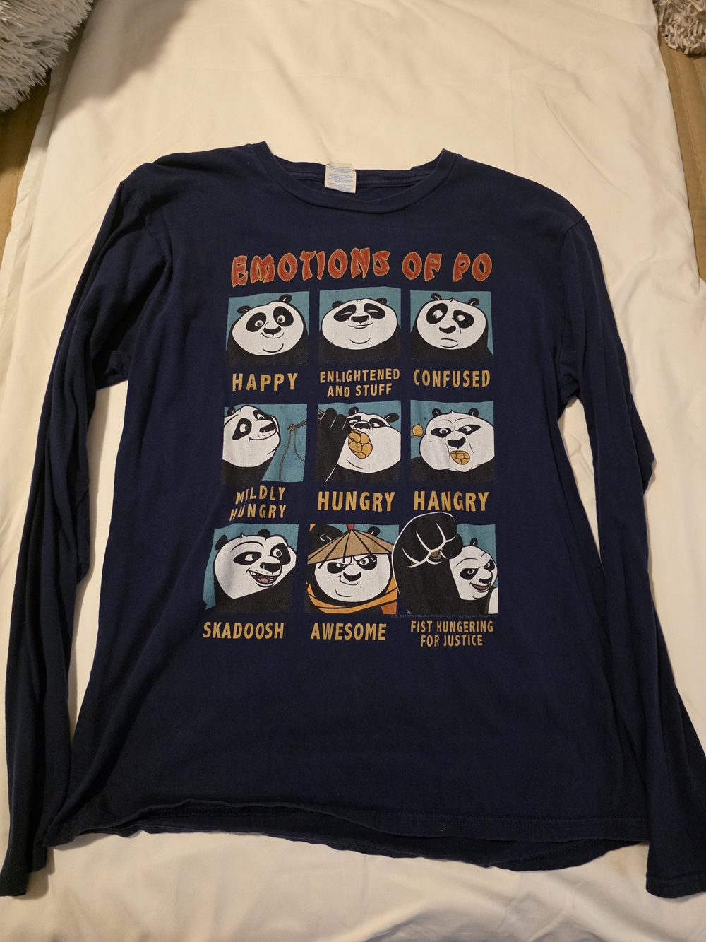 Womens Navy 'Emotions of Po' Long Sleeve Kung Fu Panda Tee - Size M